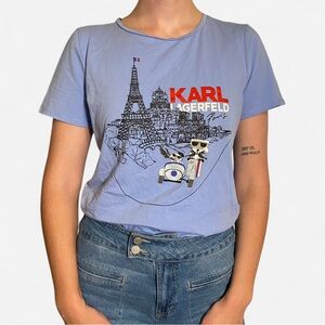 Karl Lagerfeld Light Blue Paris Graphic Tee